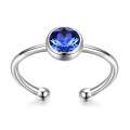 wholesale 925 Sterling Silver Open Ring With Blue Crystal-0-2