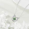 wholesale Sterling Silver & Four-Leaf Clover Horseshoe Pendant Necklace - 0.8 Luck Charm Gift for Women, 18+2 Chain-0-1