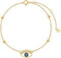 wholesale 14K Gold Evil Eye Blue Crystal Charm Bracelet for Women - Adjustable Size  Idea-0-0