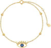wholesale 14K Gold Evil Eye Blue Crystal Charm Bracelet for Women - Adjustable Size  Idea-Style 2