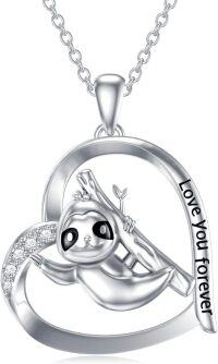 wholesale 925 Sterling Silver Sloth Love You Forever Pendant Necklace for Women-Sloth