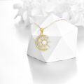 wholesale 14K Gold Opal Crescent Moon Star Pendant Necklace for Women-0-2