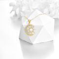 wholesale 14K Gold Opal Crescent Moon Star Pendant Necklace for Women-0-2