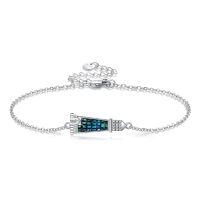 wholesale 925 Sterling Silver Blue Opal Triangle Charm Chain Anklet-Lighthouse