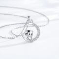 wholesale 925 Sterling Silver Moon & Tiger Pendant Necklace for Women - Musical Notes Design-0-2