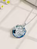 TOUPOP Sterling Silver Diamond & April Birthstone Family Tree Necklace-0-1