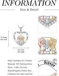 wholesale 925 Sterling Silver Heart Infinity Pendant with Sisters Forever Friendship Necklace-0-2