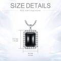 wholesale 925 Sterling Silver Square Cut Black Onyx & CZ Pendant Necklaces for Men/Women-0-1