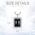 wholesale 925 Sterling Silver Square Cut Black Onyx & CZ Pendant Necklaces for Men/Women-0-1