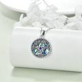 wholesale 925 Sterling Silver Pentagram Tree Of Life Abalone Shell Oval Pendant Necklace-0-2
