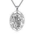 wholesale 925 Sterling Silver St Christopher Medal Necklace for Men Women Prayer  48cm Chain Length-0-0