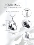 wholesale 925 Sterling Silver Cute Panda Bear in Heart Shape Pendant Necklaces for Women Girls-0-5