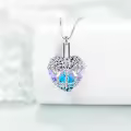 TOUPOP Sterling Silver Crystal Hummingbird Urn Necklace For Ashes-0-3