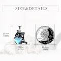 wholesale 925 Sterling Silver Heart-Shaped Blue Stone Cat Pendant Necklace for Women-0-6