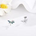 wholesale 925 Sterling Silver Blue Enamel Dragonfly Stud Earrings - Animal  for Women-0-2