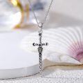 wholesale 925 Sterling Silver Cross Sword Necklace with Black Onyx and Moon Phase Snake Celtic Knot Pendant for Women & Men-0-3