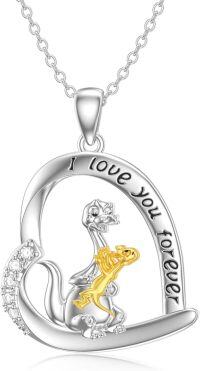 wholesale 925 Sterling Silver Heart-Shaped Giraffe and Baby Pendant Necklace for Women Girls Mothers Day Gift-D-Dinosaur