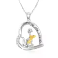 wholesale 925 Sterling Silver Heart-Shaped Giraffe and Baby Pendant Necklaces Wholesale for Women Girls Mothers Day Gift-0-0