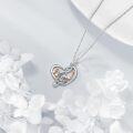 wholesale 925 Sterling Silver Musical Note Heart Pendant Necklace with Rose Gold Accents and Cubic Zirconia Stone-0-4