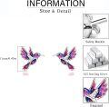 wholesale 925 Sterling Silver Enamel Hummingbird Stud Earrings - Colorful Bird Gifts for Her-0-5