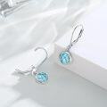 wholesale 925 Sterling Silver Round Turquoise Drop Earrings with Leverbacks for Women-0-1