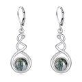 wholesale 925 Sterling Silver Green Turquoise Drop Earrings Platinum Plated Twisted Swirl Jewelry For Women-0-29
