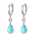wholesale 925 Sterling Silver Larimar Teardrop Dangle Huggie Earrings Wholesale with CZ Accents - 925 Sterling Silver Jewelry for Women and Girls (S9025)-0-0