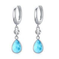 wholesale 925 Sterling Silver Drop Earrings Wholesale With Blue Gemstones-Teardrop Larimar