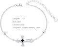 wholesale 925 Sterling Silver Celtic Cross Charm Bracelet with Black Stone - Religious s for Women-0-2