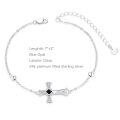 wholesale 925 Sterling Silver Celtic Cross Charm Bracelet with Black Stone - Religious s for Women-0-2
