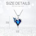 wholesale 925 Sterling Silver Blue Crystal Butterfly Pendant Necklace 26mm 18+2 Chain-0-4