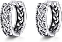wholesale 925 Sterling Silver Celtic Knot Huggie Earrings with Star of David Design and Textured Finish-O-Celtic Knot