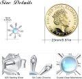 wholesale 925 Sterling Silver Moonstone Starburst Stud Earrings - Blue & White Colorful Stone s for Women and Girls-0-2