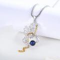 wholesale 925 Sterling Silver Scorpion Pendant with Blue Stone and Gold Chain Necklace for Men-0-2