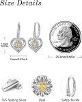 wholesale 925 Sterling Silver Yellow Citrine Daisy Flower Heart Drop Dangle Lever Back Earrings for Women-0-4