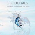wholesale 925 Sterling Silver Blue Crystal Dolphin Pendant Necklaces with Moon and Star Charm  for Women Girls-0-2