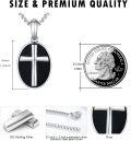 wholesale  Oval Cross Black Enamel Pendant Necklace  with Chain - Men's Jewelry-0-2