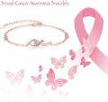 wholesale 925 Sterling Silver & Cubic Zirconia Breast Cancer Awareness Bracelet with Pink Ribbon Charm - Survivor Inspirational Jewelry Gift for Women-0-4