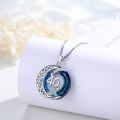 wholesale 925 Sterling Silver Blue Crystal Celtic Moon & Stars Pendant Necklace for Women-0-1