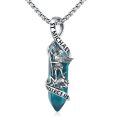 wholesale 925 Sterling Silver Saint Michael Archangel Teal Crystal Point Pendant Necklace-0-0