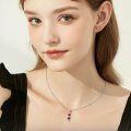 TOUPOP Sterling Silver Garnet Rose Flower Necklace January Birthstone Jewelry-0-1