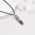 wholesale 925 Sterling Silver Multi-Color Chakra Healing Crystal Point with Lotus Flower Pendant Necklace for Women Yoga Jewelry-0-3