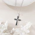 wholesale 925 Sterling Silver 925 Black Onyx & CZ Cross Pendant Necklaces for Women/Men-0-5