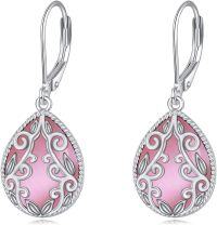 wholesale 925 Sterling Silver Peridot Pink Opal Larimar Black Onyx Lapis Lazuli Filigree Teardrop Earrings-Silver