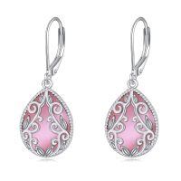 wholesale 925 Sterling Silver Peridot Pink Opal Larimar Black Onyx Lapis Lazuli Filigree Teardrop Earrings-Silver