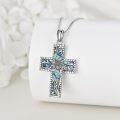 wholesale 925 Sterling Silver Abalone Shell Inlay Floral Cross Pendant Necklace for Women Mother's Day Gift-0-2