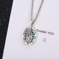 wholesale 925 Sterling Silver Oval St Peregrine Medal Prayer for Us Pendant Necklace-0-2