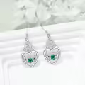 wholesale 925 Sterling Silver Emerald Heart Celtic Knot Claddagh Sun Moon Star Drop Earrings-0-2