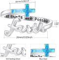 wholesale 925 Sterling Silver Abalone Turquoise Opal Adjustable Faith Cross Ring for Women-0-1