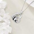 wholesale 925 Sterling Silver Cute Panda Family Bamboo Heart Pendant Necklace with Cubic Zirconia Stones for Women Girls  43cm Chain Length-0-4